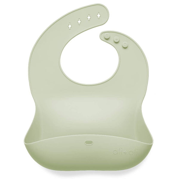 Silicone Baby Bib Roll Up & Stay Closed | Light Sage