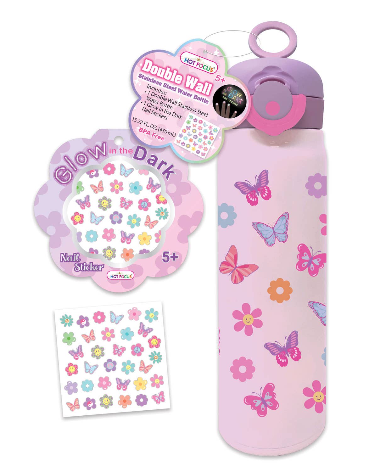 Double Wall Stainless Steel Water Bottle | Tie Dye Butterfly