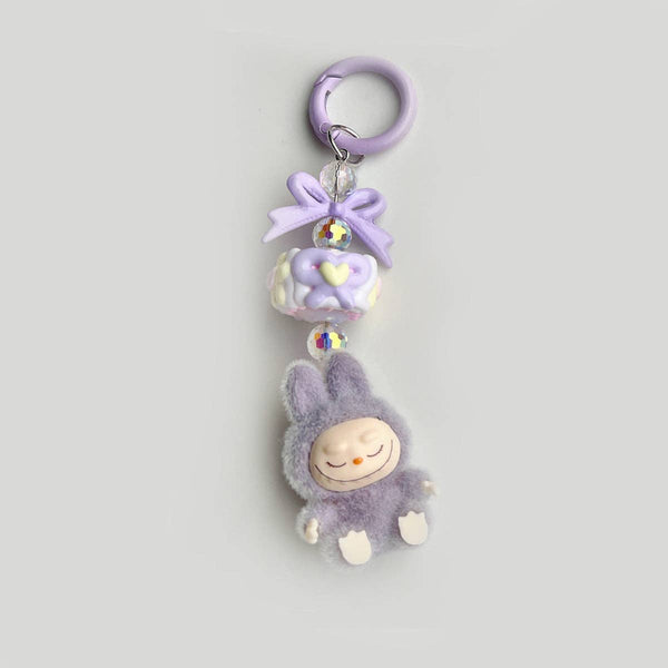 Flocked Mini Labubu Candy Keychain