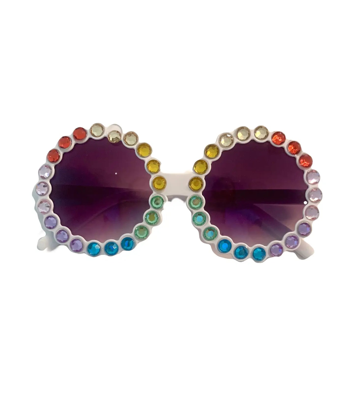 Rainbow Rhinestone Sunglasses | White