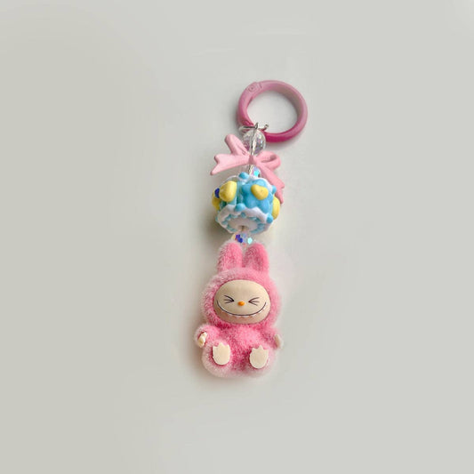 Flocked Mini Labubu Candy Keychain
