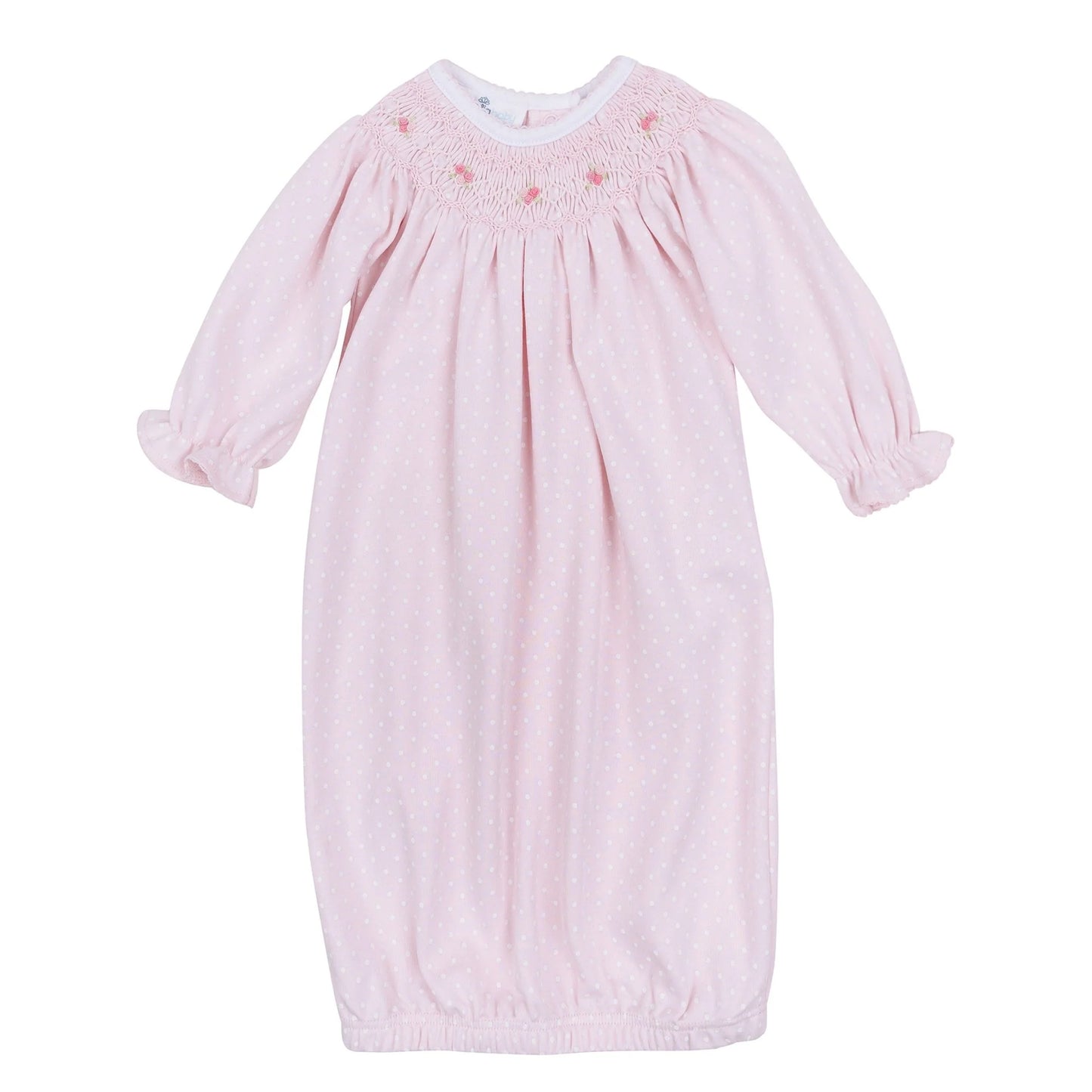 Mia and Luca's Bishop Smocked Gathered Gown | Pink