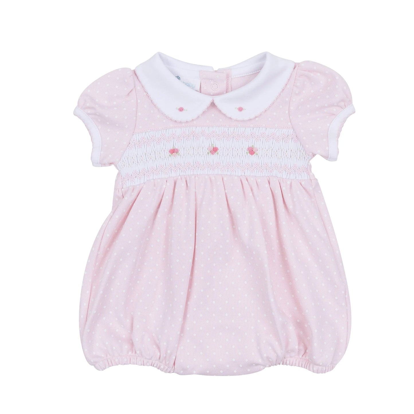 Mia and Luca's Smocked Classics Collared Short Sleeve Bubble | Pink