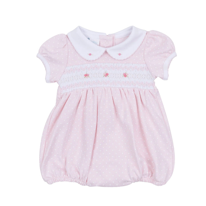Mia and Luca's Smocked Classics Collared Short Sleeve Bubble | Pink