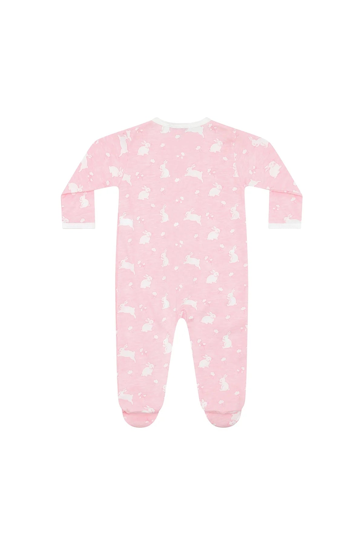 Pink Bunny Cotton Zipper Footie