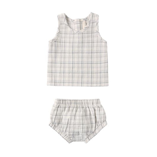 WOVEN TANK SET BLUE PLAID