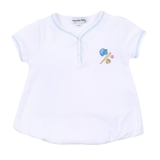 Field of Dreams Embroidered Sleeve Bubble | Blue