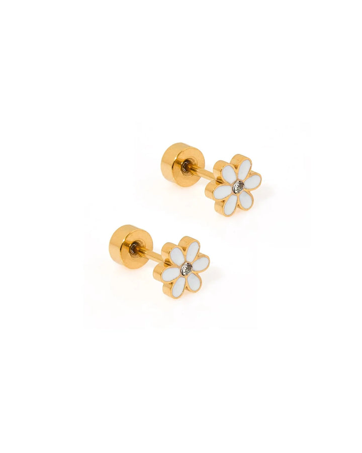 Screwback Stud | Allie | White Flower