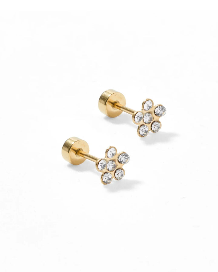 Screwback Stud | Lyla | Clear Crystal Flower