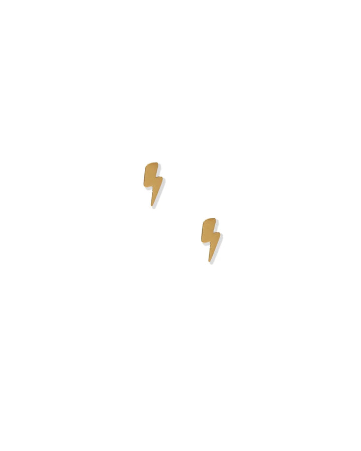 Screwback Stud | Gold Lightning Bolt
