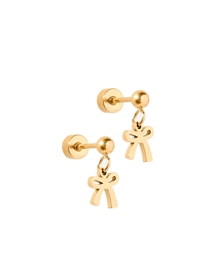 Screwback Stud | Millie | Gold Dangle Bow