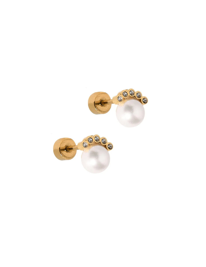 Screwback Stud | Winnie | Gold Pearl
