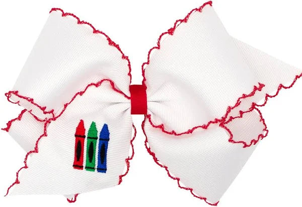 King Embroidered Primary School Bow | Crayons