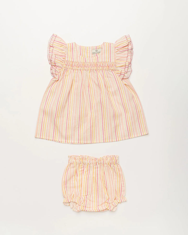 SIENNA BABY DRESS & BLOOMER | Pink Stripes