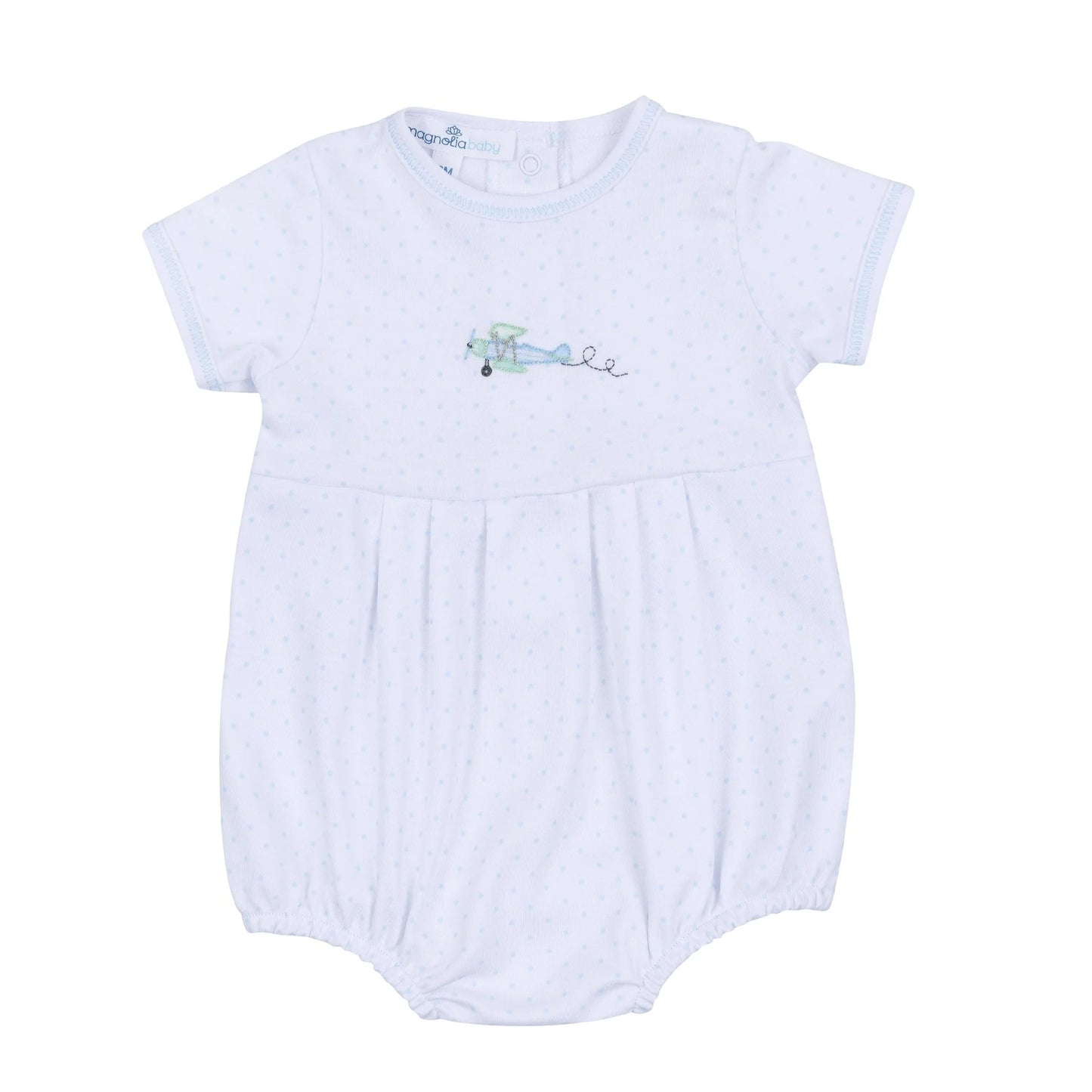 Take Flight Embroidered Short Sleeve Bubble | Light Blue