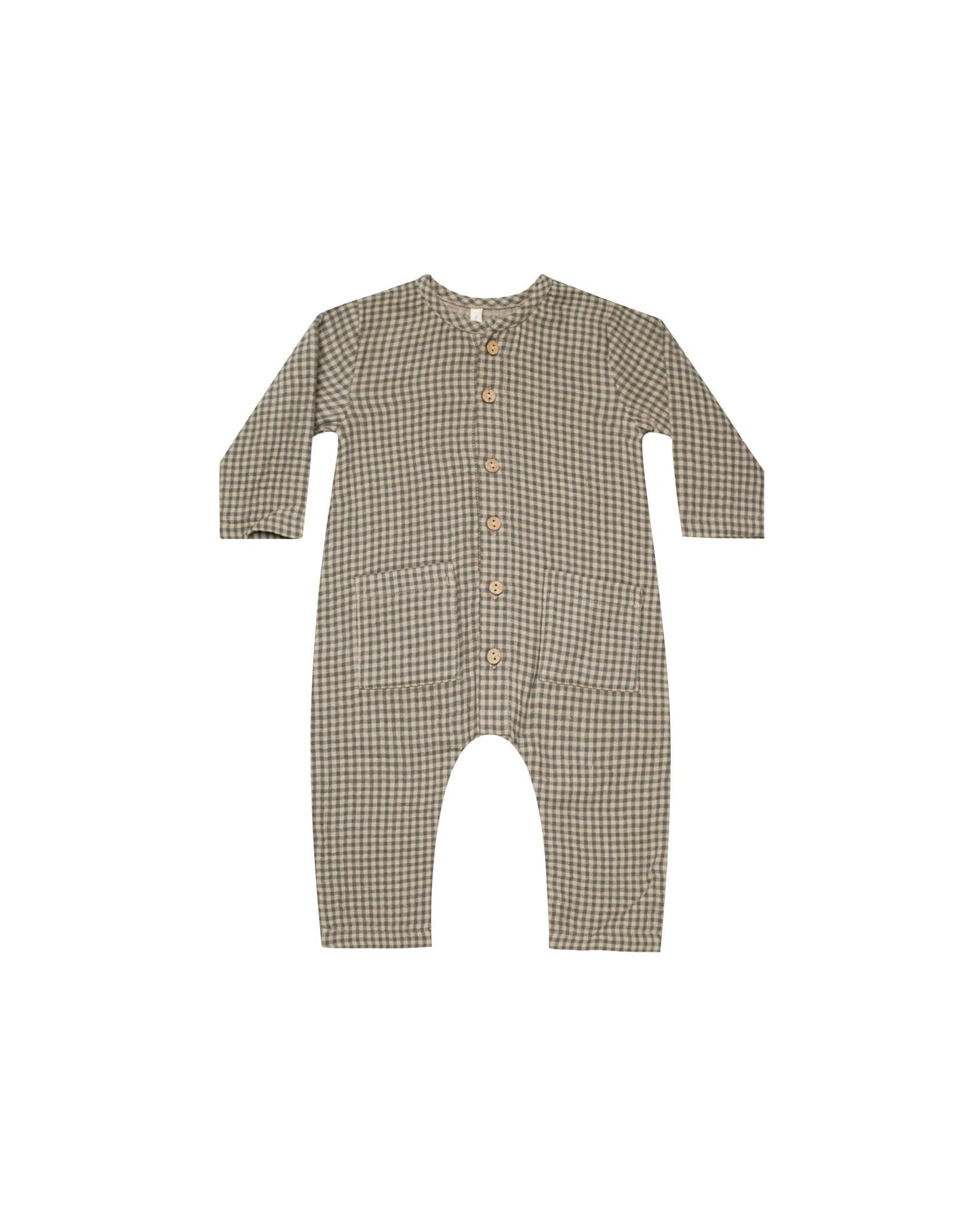 POCKETED WOVEN JUMPSUIT || FOREST MICRO PLAID