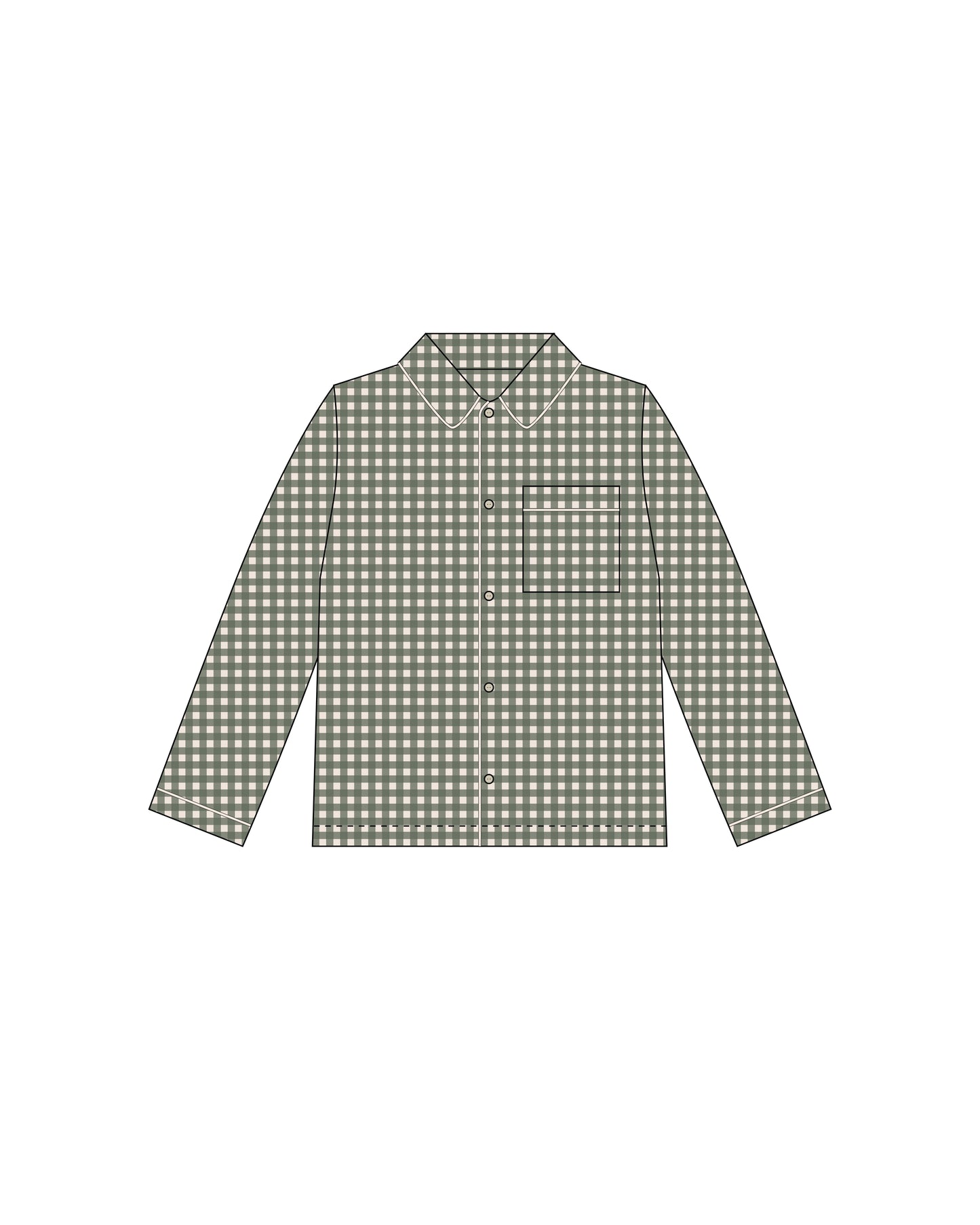 MEN'S PAJAMA TOP | EVERGREEN GINGHAM