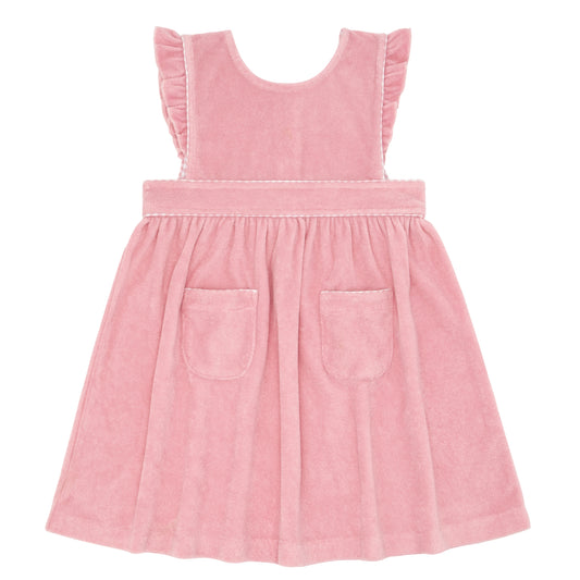 Girls Guava Blue French Terry Pinafore Dress