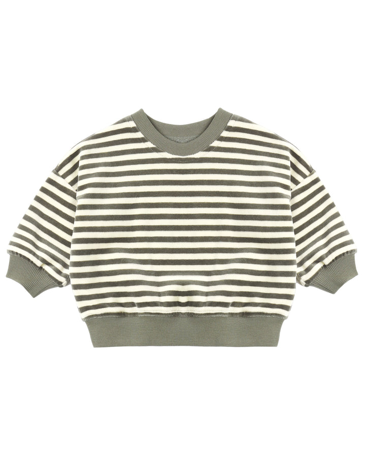 VELOUR RELAXED SWEATSHIRT SPRUCE STRIPE