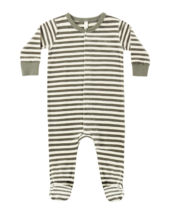 HIDDEN SNAP FOOTIE SPRUCE STRIPE