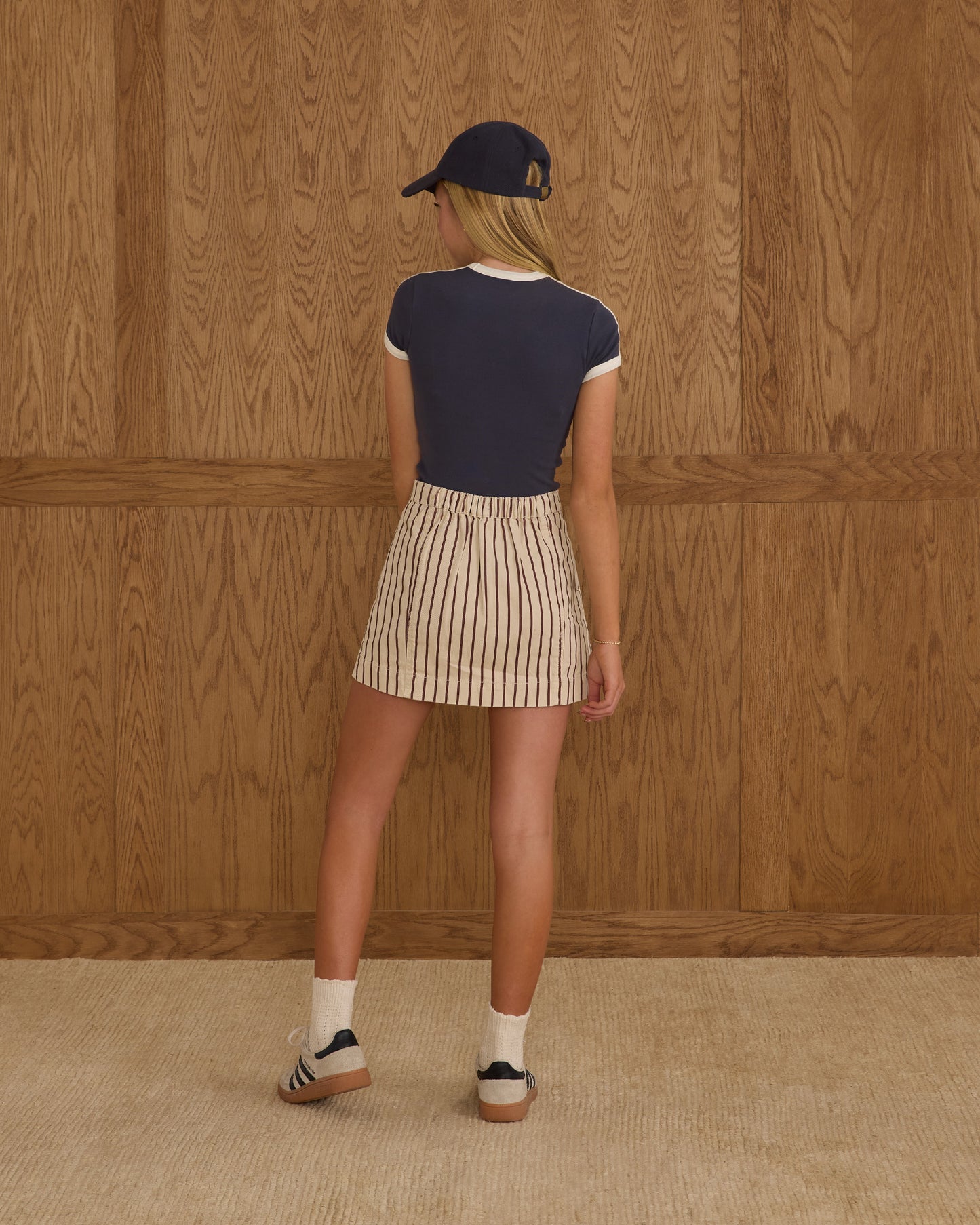 DENVER MINI SKIRT || BURGUNDY PINSTRIPE - TEEN