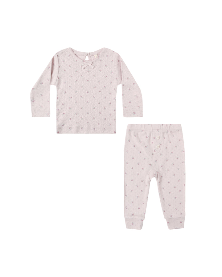 POINTELLE LONG SLEEVE TEE + LEGGING || LILAC DITSY