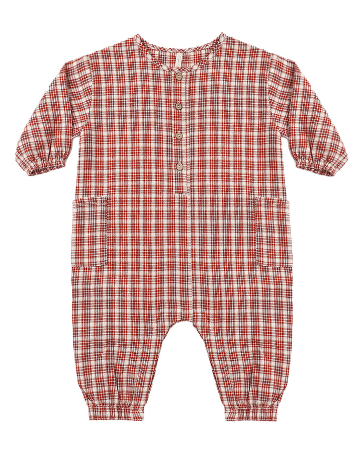 RELAXED WOVEN JUMPSUIT VINTAGE PLAID