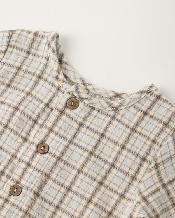 POCKETED WOVEN JUMPSUIT || BLUE PLAID