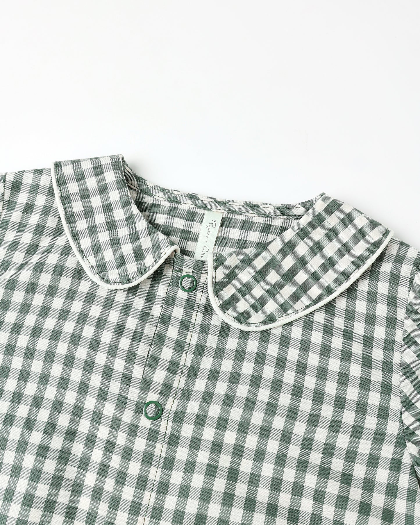 BABY PAJAMA ROMPER || EVERGREEN GINGHAM