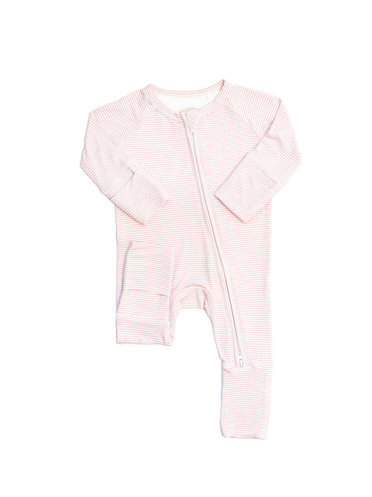 Sleep Romper | Pink Mini Stripe