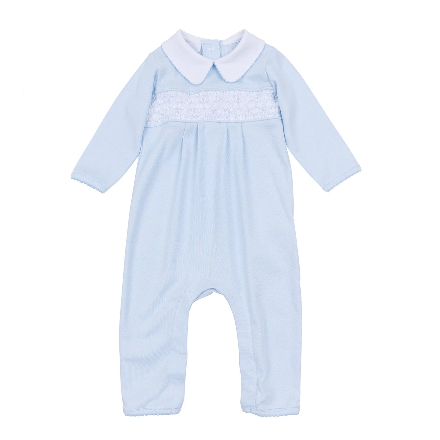 Willow and Walker's Smocked Collared Playsuit | Light Blue