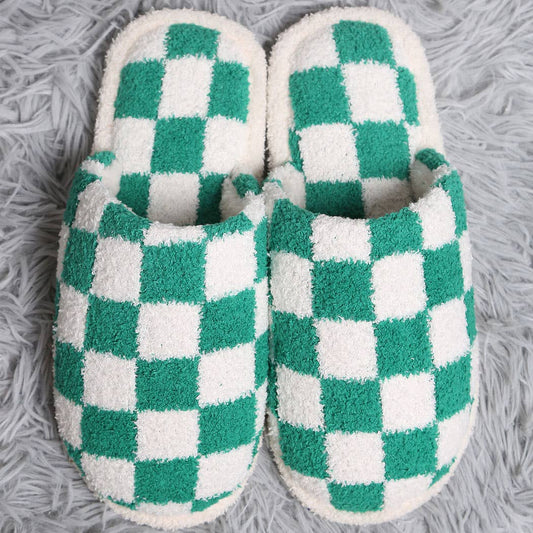 Checkerboard Slippers | Green