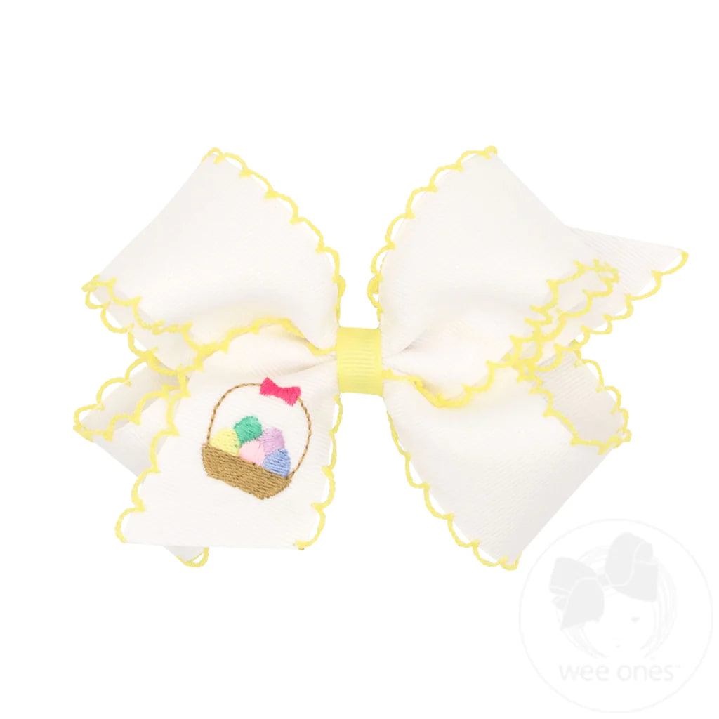 Medium Embroidered Grosgrain Bow | Easter Basket