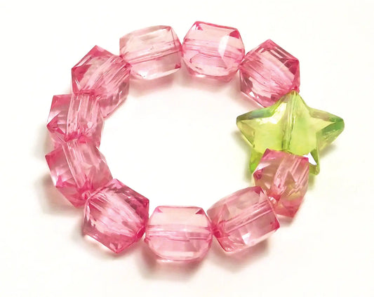 Rock Candy Star Bracelet | Light Pink/Green
