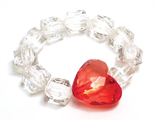 Rock Candy Heart Bracelet | Clear/Red