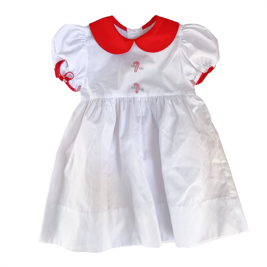 Candy Cane Collared Embroidered Dress