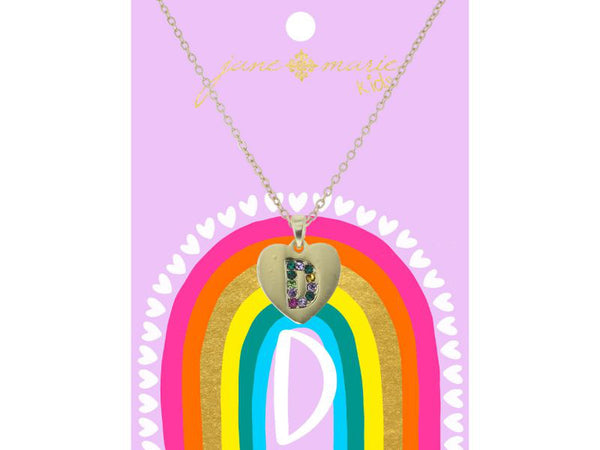 Crystal Initial On Gold Heart Necklace