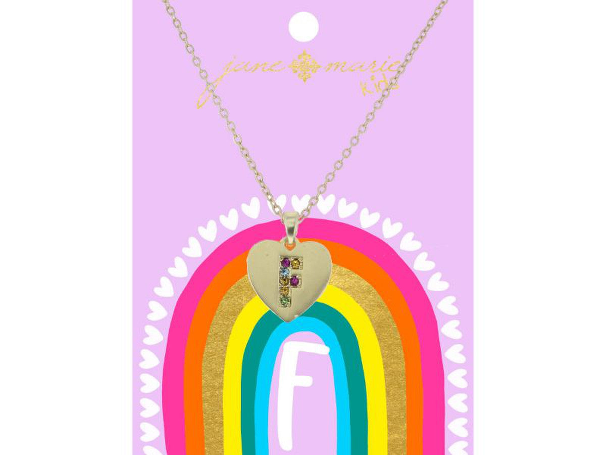 Crystal Initial On Gold Heart Necklace