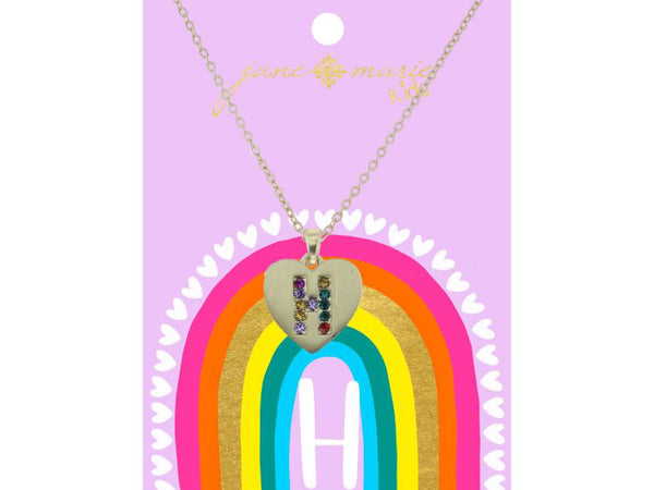 Crystal Initial On Gold Heart Necklace