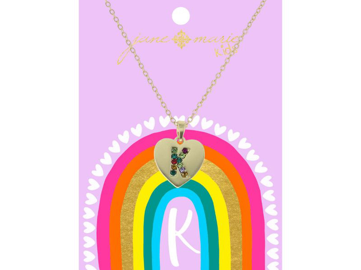 Crystal Initial On Gold Heart Necklace