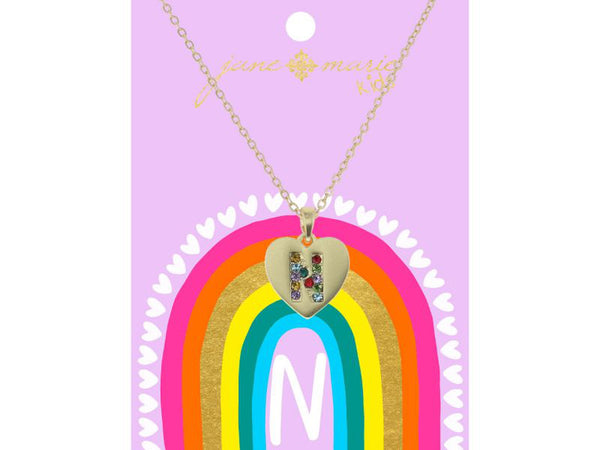 Crystal Initial On Gold Heart Necklace