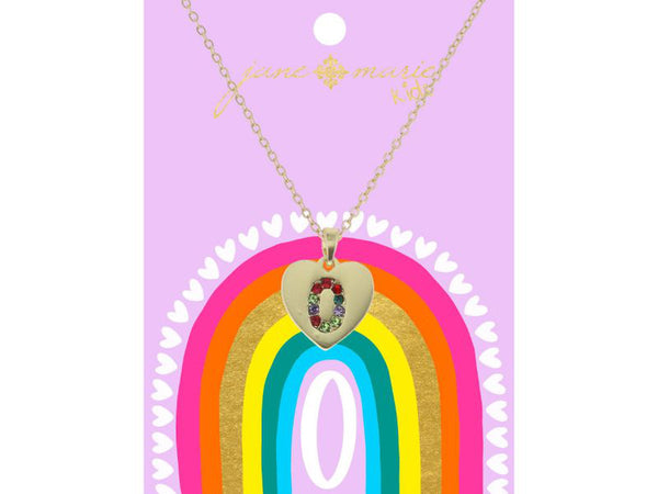 Crystal Initial On Gold Heart Necklace