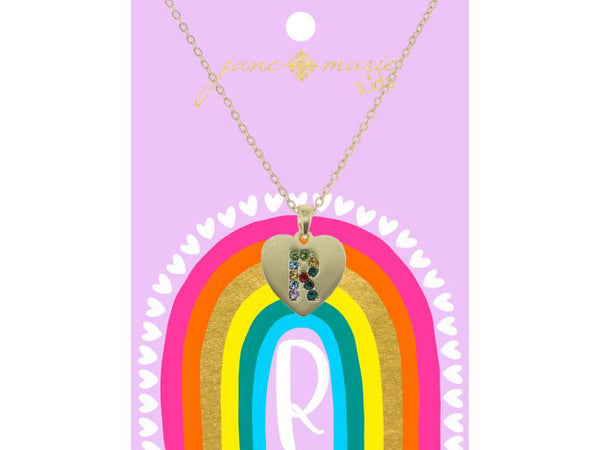 Crystal Initial On Gold Heart Necklace