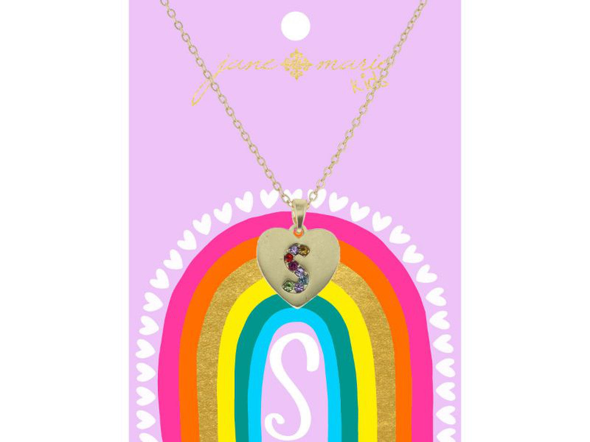 Crystal Initial On Gold Heart Necklace