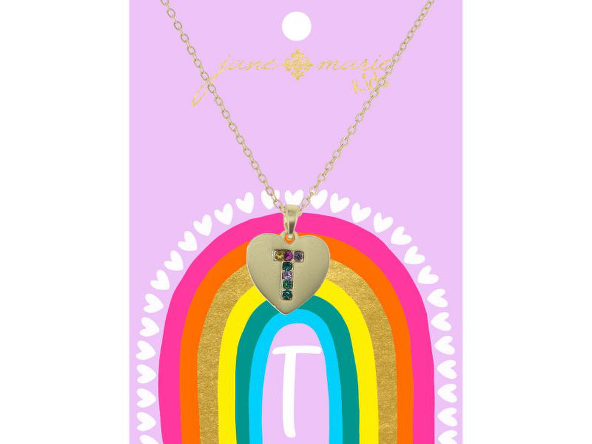 Crystal Initial On Gold Heart Necklace