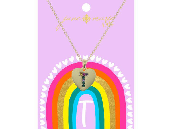 Crystal Initial On Gold Heart Necklace