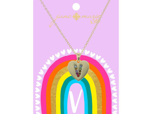 Crystal Initial On Gold Heart Necklace