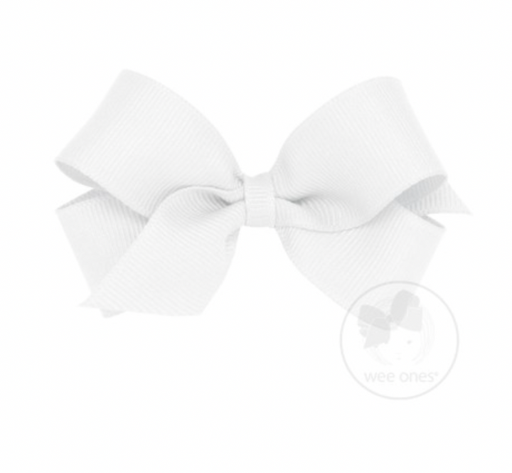 Mini Classic Grosgrain Hair Bow | White