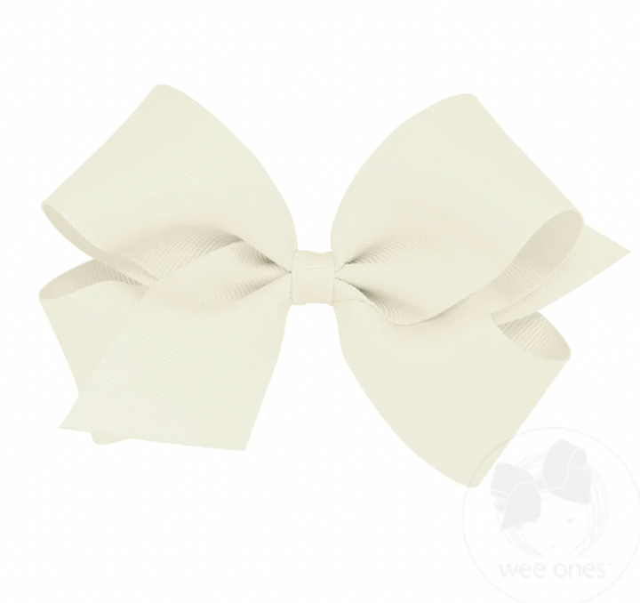 Medium Classic Grosgrain Hair Bow | Antique White