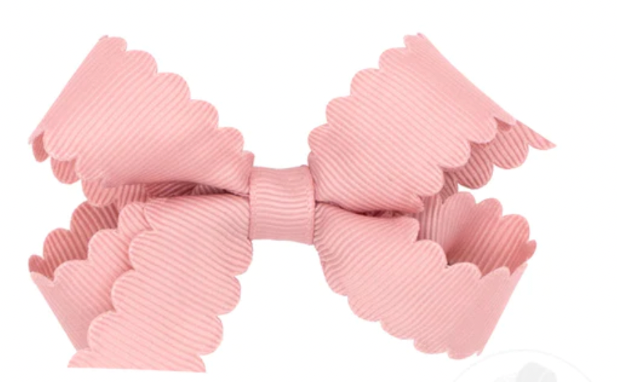 Mini Grosgrain Scalloped Edge Girls Hair Bow | Sweet Nectar